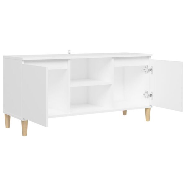 vidaXL Έπιπλο Τηλεόρασης Λευκό 103,5x30x50 εκ. με Μασίφ Ξύλινα Πόδια
