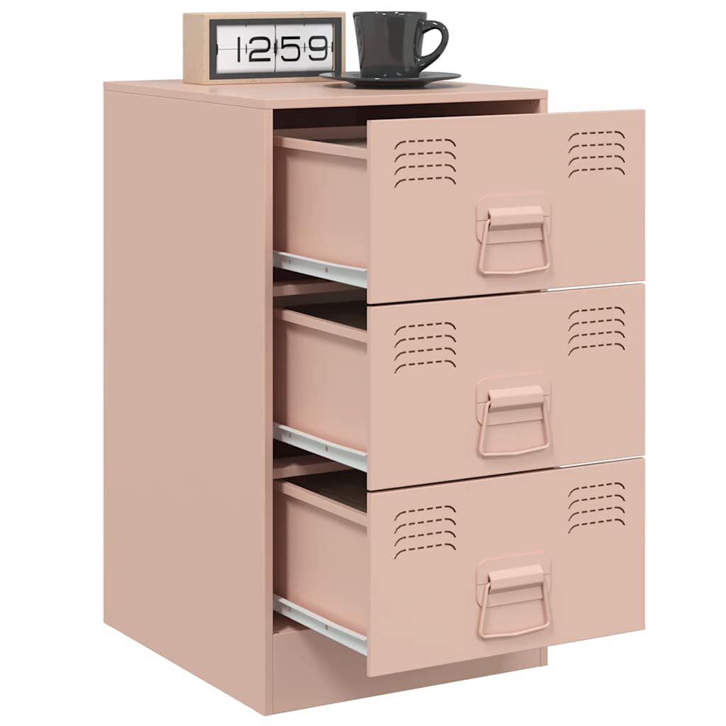 vidaXL Κομοδίνο Ροζ 34,5x39x62 εκ. από Χάλυβα