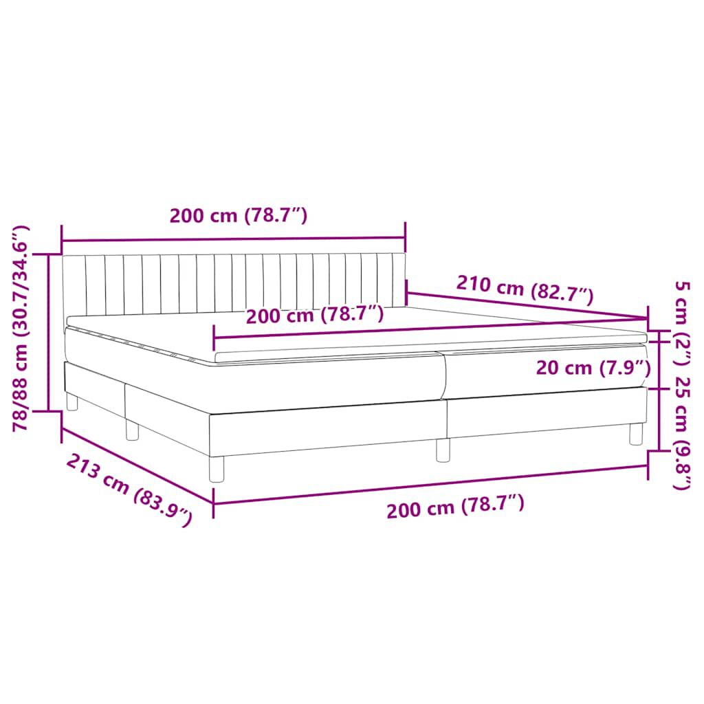 vidaXL Κρεβάτι Boxspring με Στρώμα Μαύρο 200x210 εκ. Βελούδινο