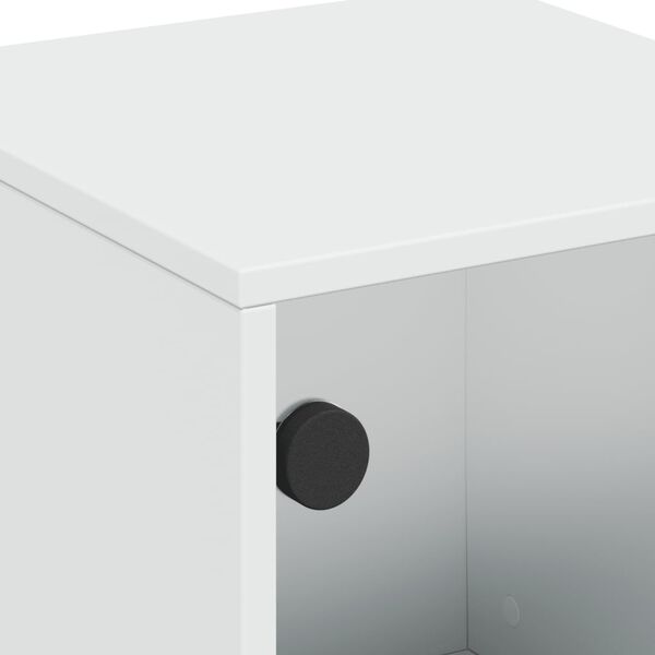 vidaXL Κομοδίνο Λευκό 35x37x50 εκ. με Γυάλινη Πόρτα