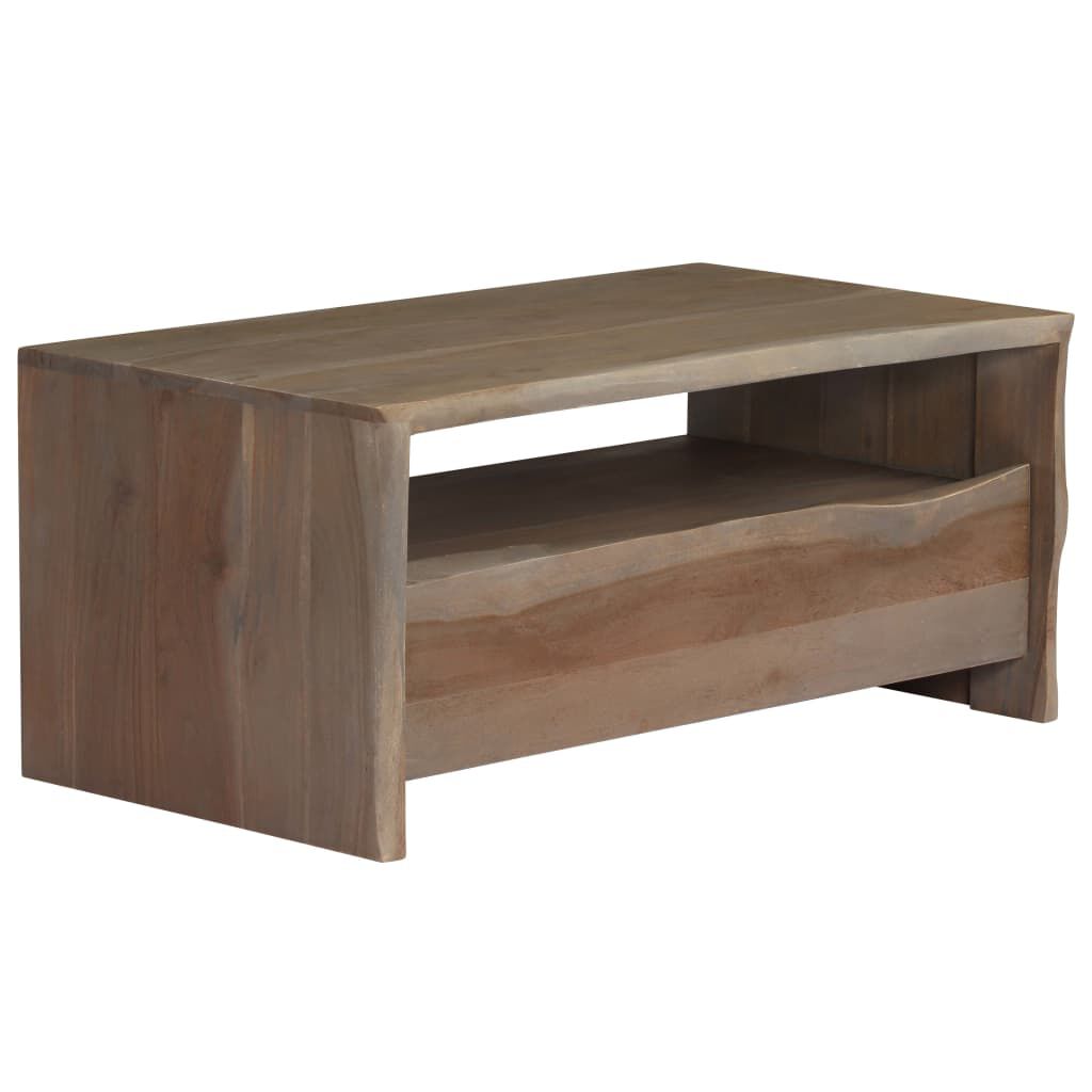 vidaXL Τραπέζι Σαλονιού Live Edge Γκρι 90x50x40 εκ. Μασίφ Ξύλο Ακακίας