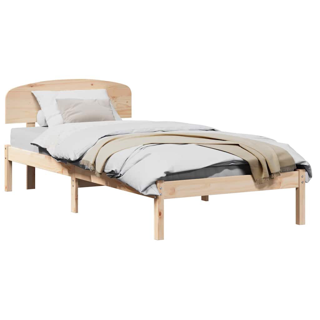 vidaXL Σκελετός Κρεβατιού Καφέ 90 x 190 cm Μασίφ ξύλο πεύκου