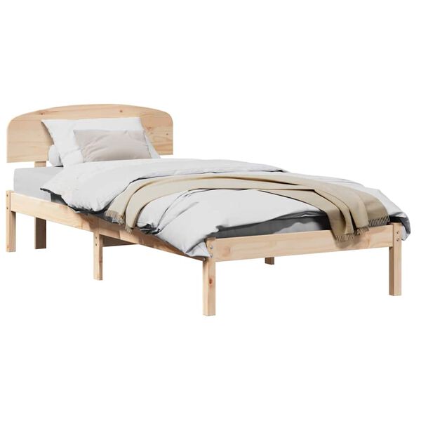 vidaXL Σκελετός Κρεβατιού Καφέ 90 x 190 cm Μασίφ ξύλο πεύκου