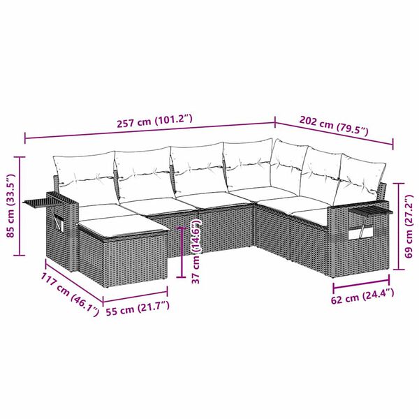 vidaXL &Kappa;&alpha;&nu;&alpha;&pi;έ&sigmaf; &Sigma;&epsilon;&tau; 7 &Tau;&epsilon;&mu;&alpha;&chi;ί&omega;&nu; &Mu;&alpha;ύ&rho;&omicron; &Sigma;&upsilon;&nu;&theta;&epsilon;&tau;&iota;&kappa;ό &Rho;&alpha;&tau;ά&nu; &mu;&epsilon; &Mu;&alpha;&xi;&iota;&lambda;ά&rho;&iota;&alpha;