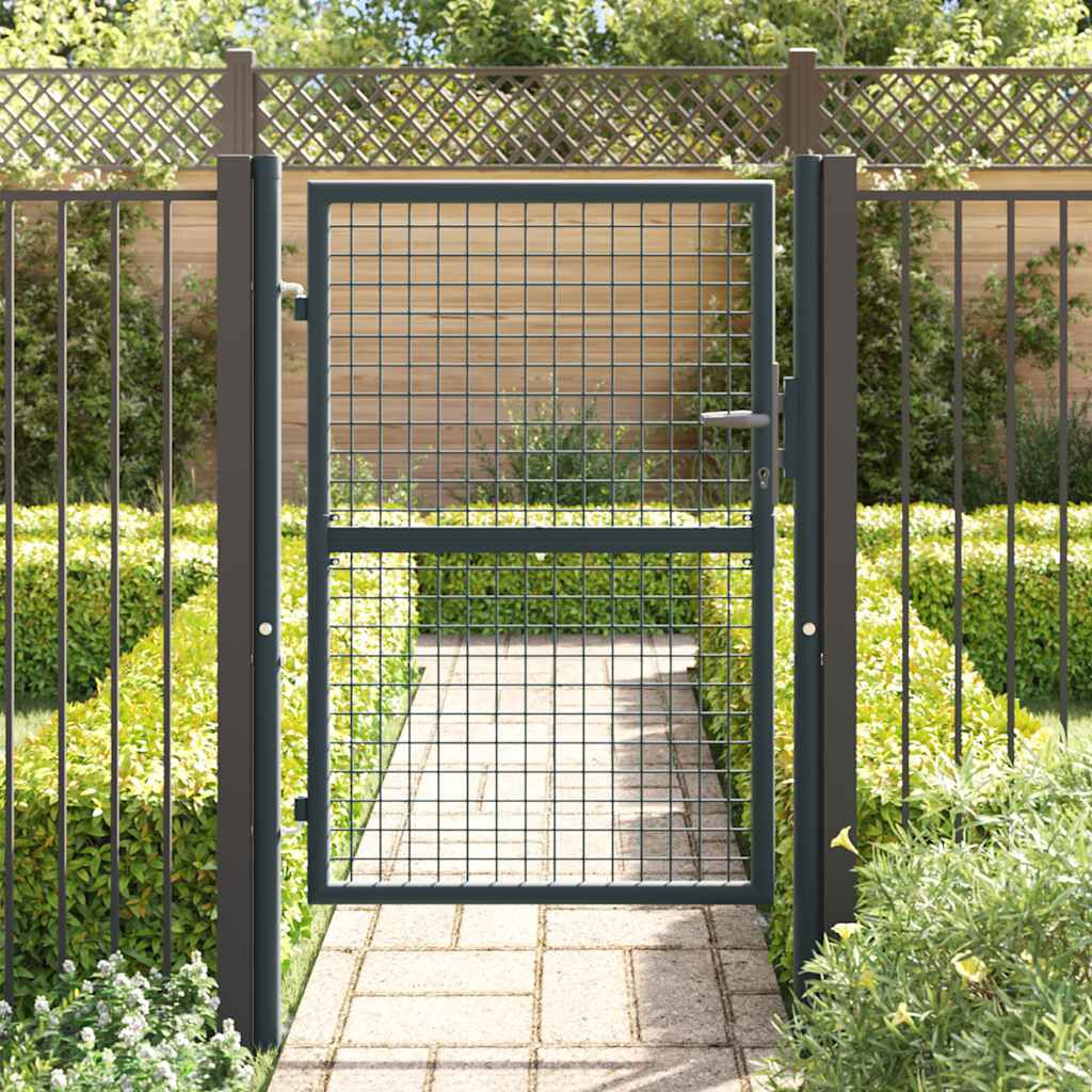 vidaXL Πόρτα Κήπου με Πλέγμα Γκρι 100x125 εκ. από Γαλβανισμένο Ατσάλι