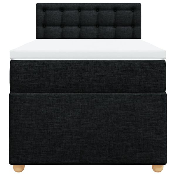 vidaXL Κρεβάτι Boxspring με Στρώμα Μαύρο 90x200 εκ. Υφασμάτινο