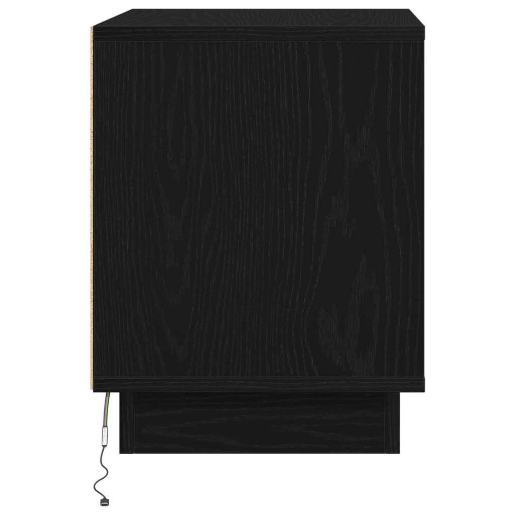 vidaXL Κομοδίνο με LED Φώτα Μαύρη Δρυς 44x34,5x45 εκ.