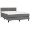vidaXL Κρεβάτι Boxspring με Στρώμα & LED Γκρι 140x200 εκ. Συνθ. Δέρμα
