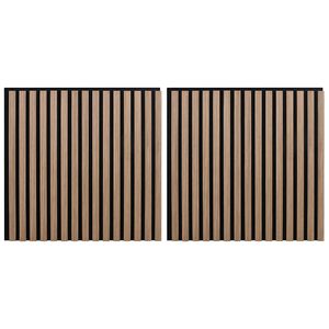 vidaXL Ακουστικά πάνελ τοίχου 2 τεμάχια με σχισμές καπλαμά δρυός