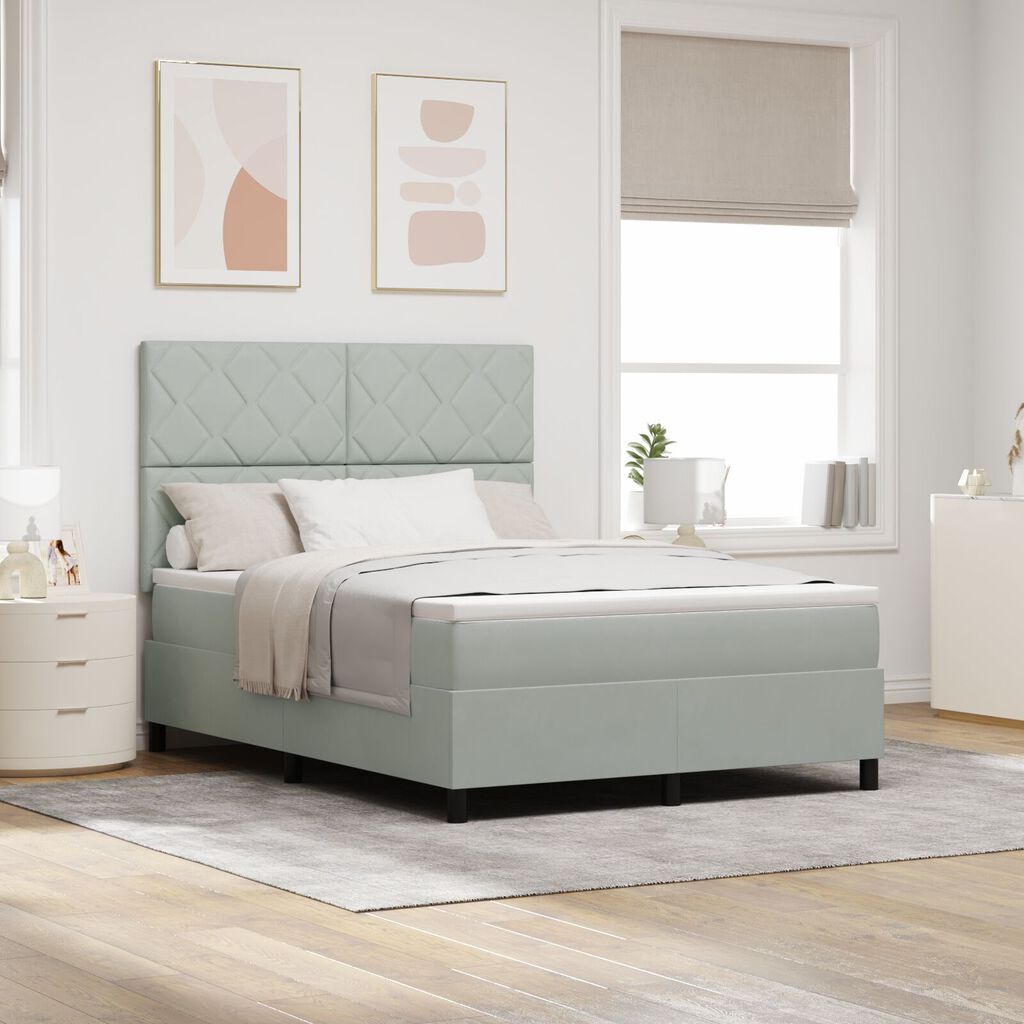 vidaXL Κρεβάτι με Στρώμα Light Grey 160x200 cm Βελούδο