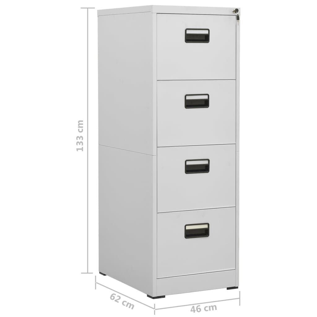vidaXL Αρχειοθήκη Ανοιχτό Γκρι 46 x 62 x 133 εκ. από Ατσάλι