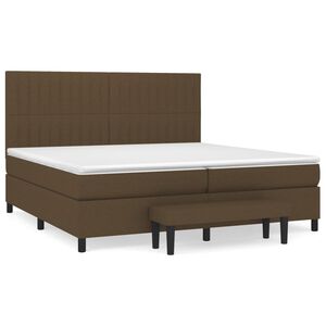 vidaXL Κρεβάτι Boxspring με Στρώμα Σκούρο Καφέ 200x200 εκ. Υφασμάτινο