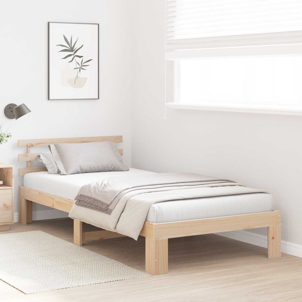 vidaXL Κρεβάτι Ξύλου Πεύκου Φυσικό Ξύλο 75 x 190 cm Κρεβάτι Ορθογώνιο