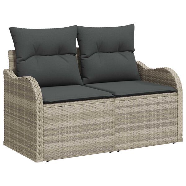 vidaXL Σετ Καναπέ Κήπου με μαξιλάρι 8 pcs Ανοιχτό γκρι Πολυ ράταν