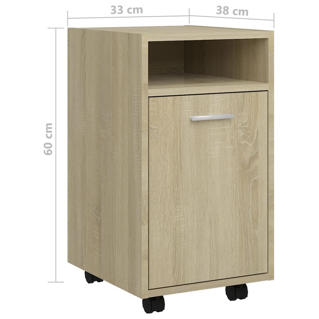 vidaXL Βοηθητ. Ντουλάπι με Τροχούς Sonoma Δρύς 33x38x60 εκ Επεξ. Ξύλο