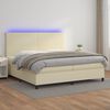 vidaXL Κρεβάτι Boxspring με Στρώμα & LED Κρεμ 200x200 εκ. Συνθ. Δέρμα