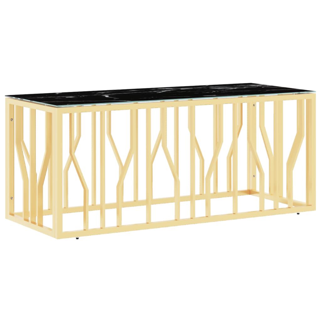 vidaXL Τραπέζι Σαλονιού Χρυσό 110x45x45 εκ. Ανοξείδωτο Ατσάλι & Γυαλί