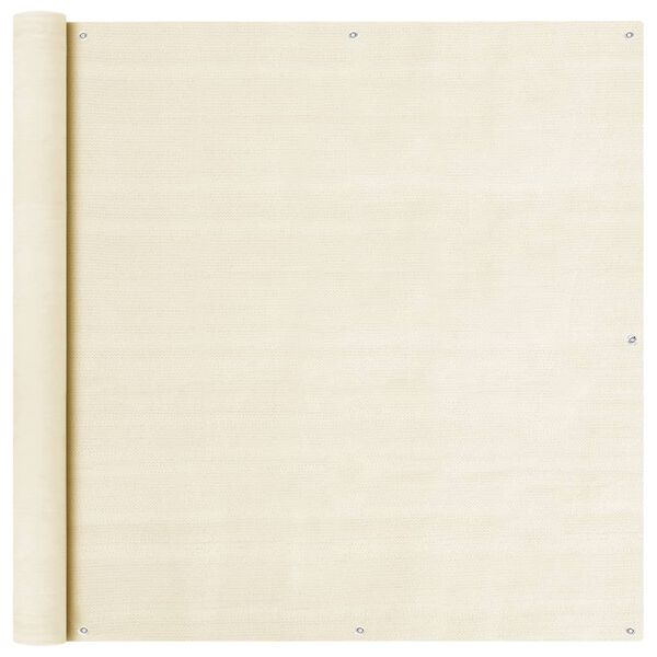 vidaXL Διαχωριστικό Βεράντας Κρεμ 120 x 500 εκ. από HDPE