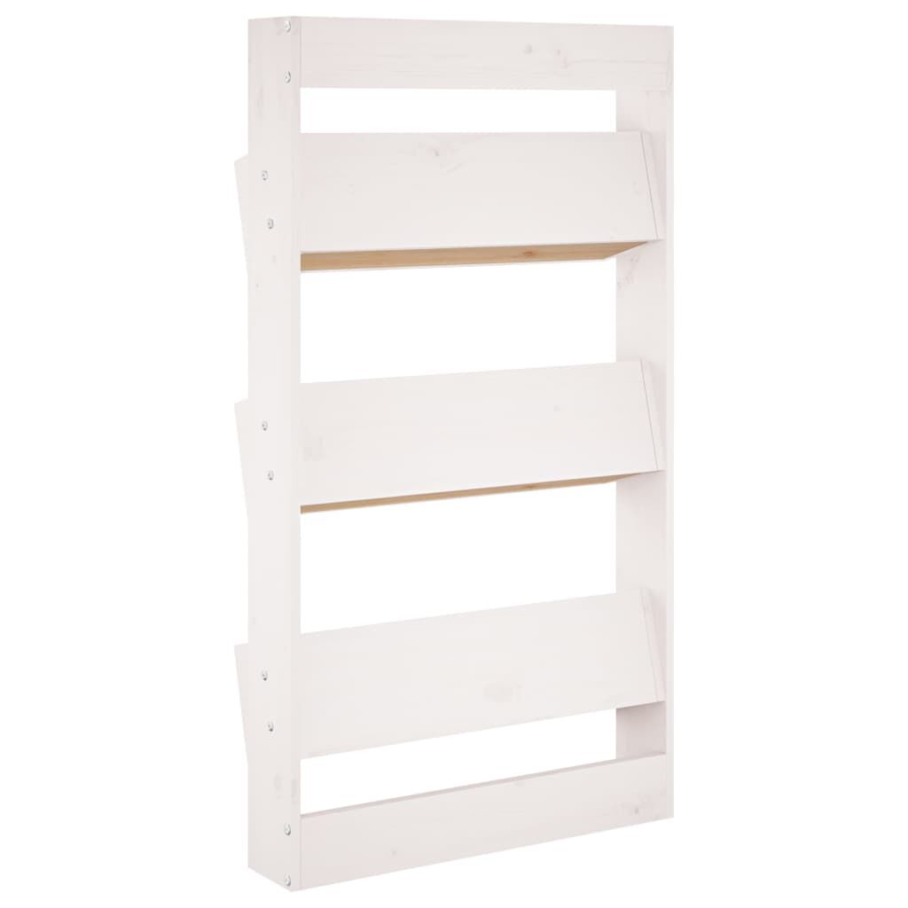 vidaXL Ζαρντινιέρα Τοίχου 3 Επιπέδων Λευκή 60x18,5x110 εκ. Μασίφ Πεύκο
