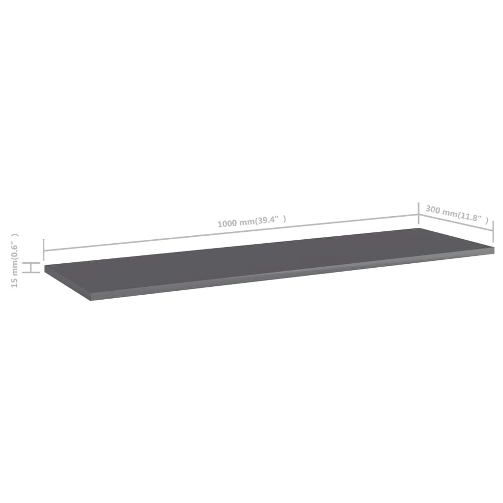 vidaXL Ράφια Βιβλιοθήκης 4 τεμ. Γυαλ. Γκρι 100x30x1,5 εκ. Μοριοσανίδα