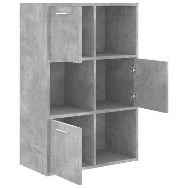 vidaXL Ραφιέρα με Ντουλάπια Γκρι Σκυροδέμ. 60x29,5x90 εκ. Επεξ. Ξύλο