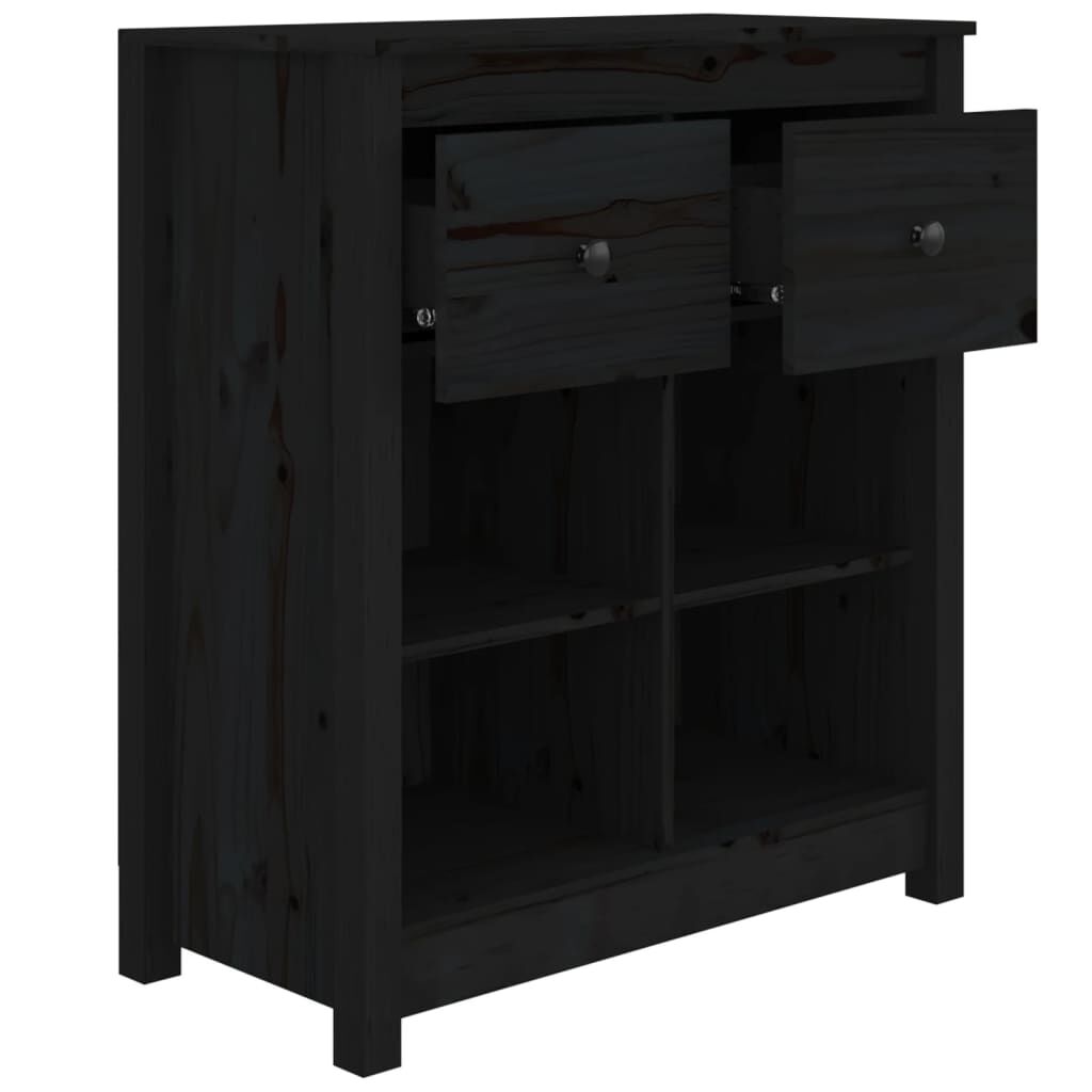 vidaXL Συρταριέρα Μαύρος 70 x 35 x 80 εκ. από Μασίφ Ξύλο Πεύκου