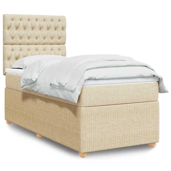 vidaXL &Kappa;&rho;&epsilon;&beta;ά&tau;&iota; Boxspring &mu;&epsilon; &Sigma;&tau;&rho;ώ&mu;&alpha; &Kappa;&rho;&epsilon;&mu; 90x190 &epsilon;&kappa;.&Upsilon;&phi;&alpha;&sigma;&mu;ά&tau;&iota;&nu;&omicron;
