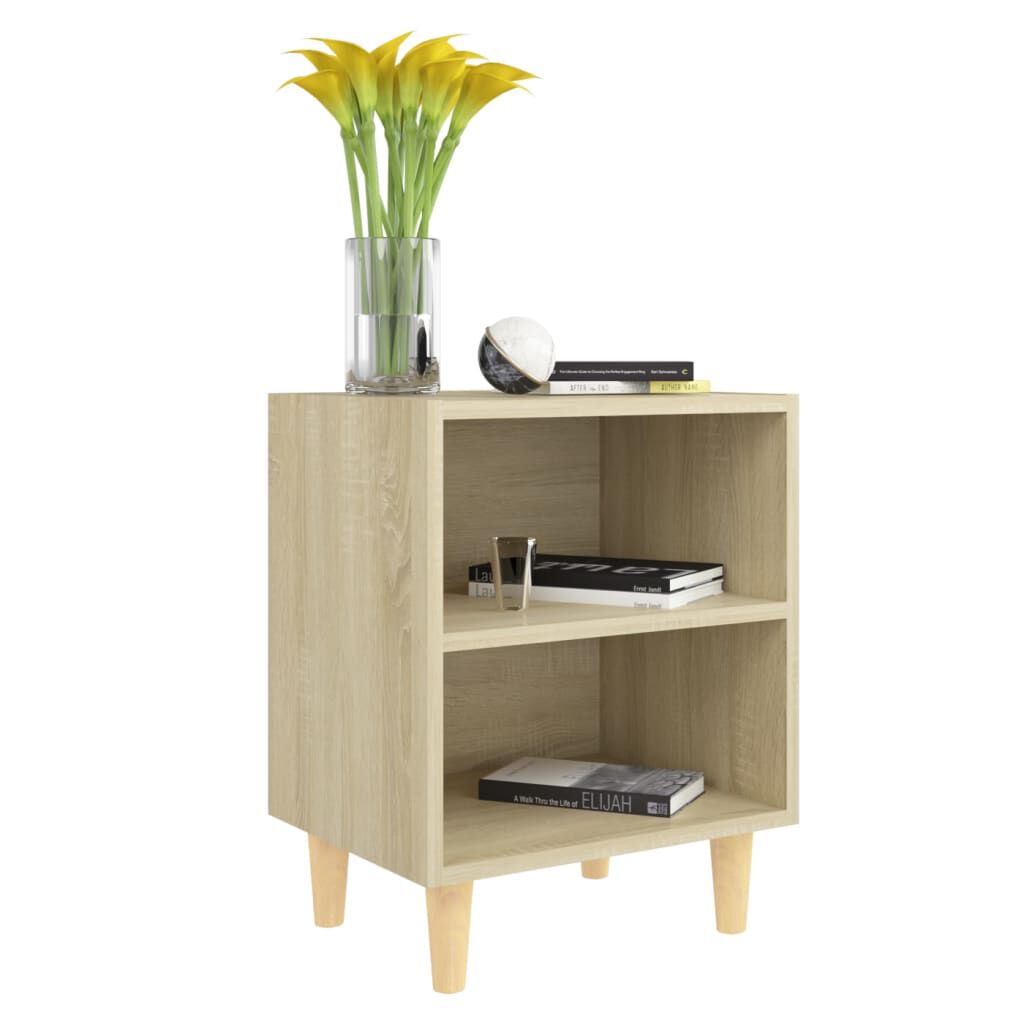 vidaXL Κομοδίνο Sonoma Δρυς 40 x 30 x 50 εκ. με Μασίφ Ξύλινα Πόδια