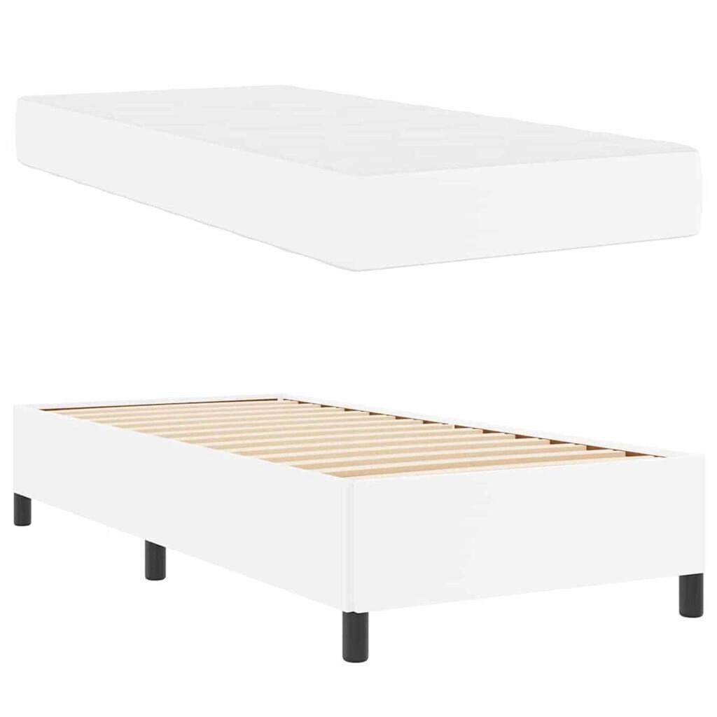 vidaXL Σκελετός κρεβατιού με στρώμα Λευκό 100 x 200 cm Τεχνητό δέρμα