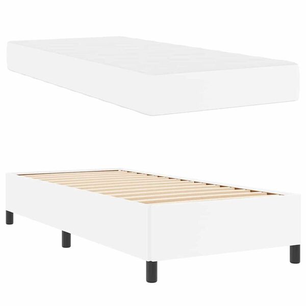vidaXL Σκελετός κρεβατιού με στρώμα Λευκό 100 x 200 cm Τεχνητό δέρμα
