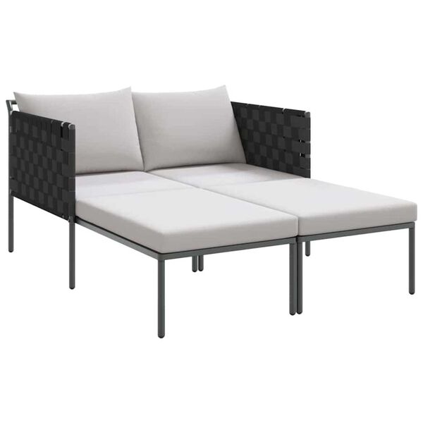 vidaXL Ήλιο-κρεβάτι με μαξιλάρι Ανθρακί 115 x 153 x 69.5 εκ. Ατσάλι