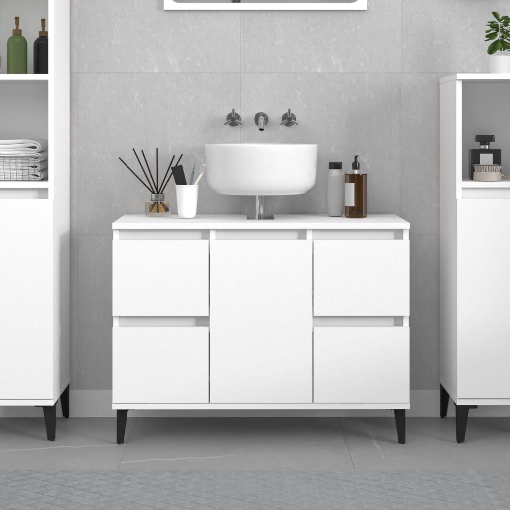vidaXL Ντουλάπι Νιπτήρα Λευκό 80 x 33 x 60 εκ. Επεξεργασμένο Ξύλο