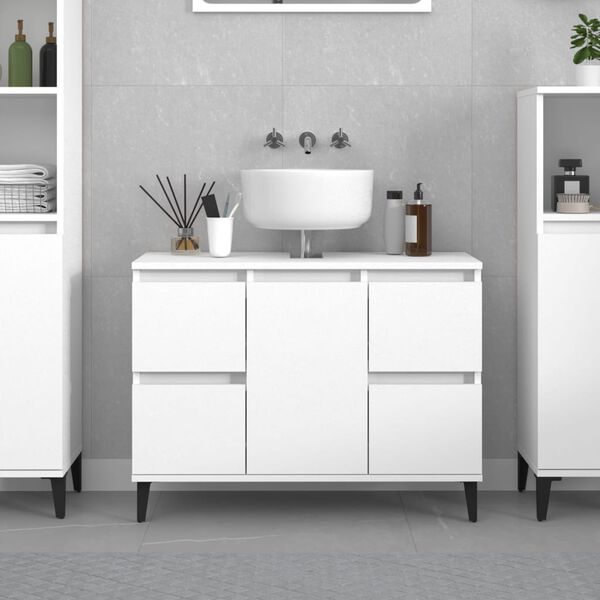 vidaXL Ντουλάπι Νιπτήρα Λευκό 80 x 33 x 60 εκ. Επεξεργασμένο Ξύλο