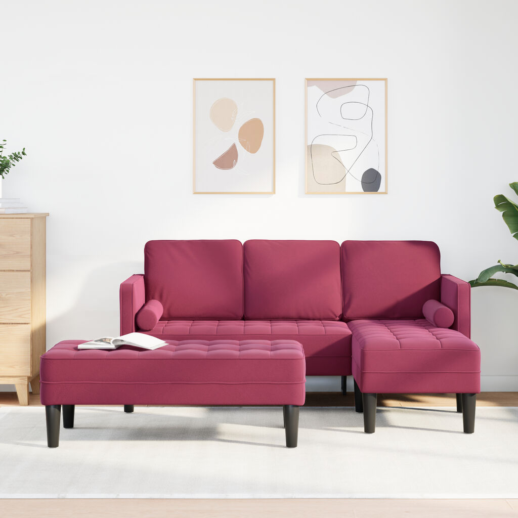 vidaXL Σετ Καναπέ 2 pcs Μπορντό 173 x 131 x 67 εκ Βελούδο