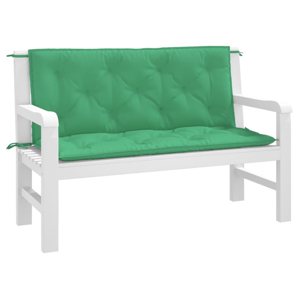 vidaXL Μαξιλάρια Πάγκου Κήπου 2 τεμ. Πράσινο 120x50x7cm Ύφασμα Oxford