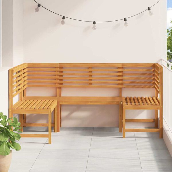 vidaXL Σετ Παγκάκι Κήπου 3 pcs Καφέ Μασίφ ξύλο ακακίας