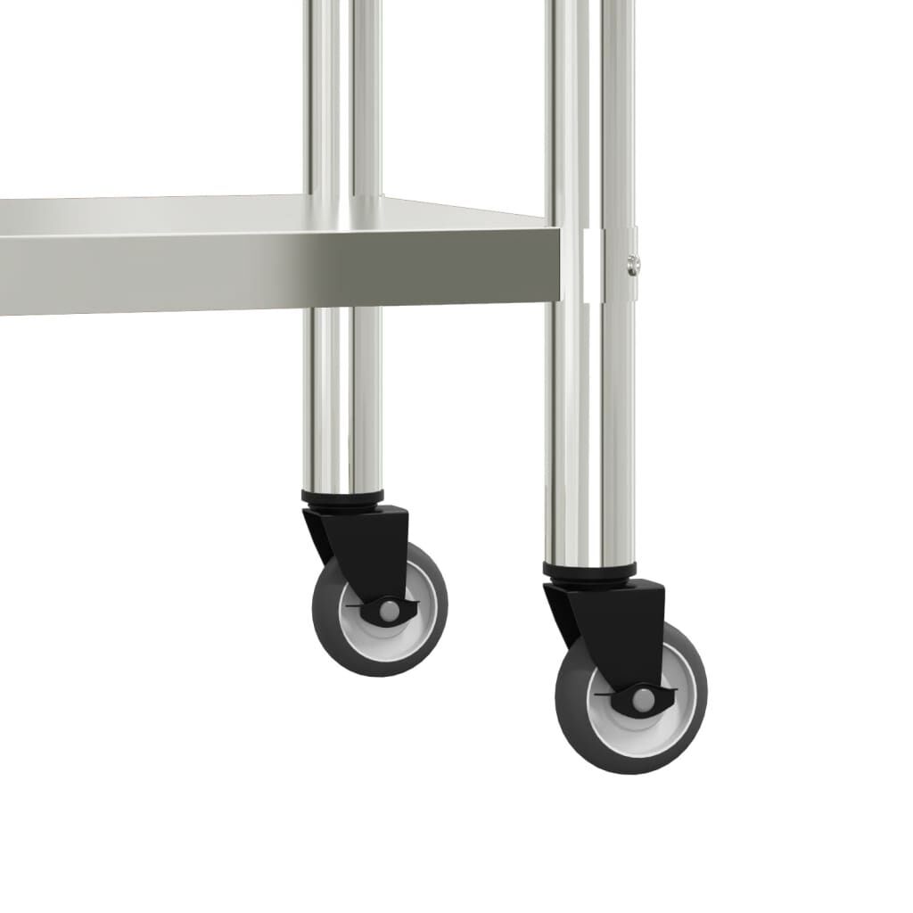 vidaXL Πάγκος Εργασίας Κουζίνας με Ροδάκια 82,5x55x85 εκ. Ανοξ. Ατσάλι