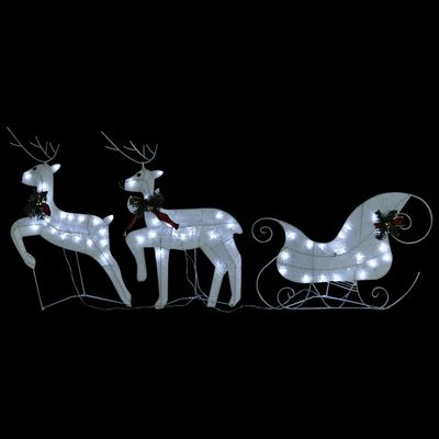 vidaXL Τάρανδοι & Έλκηθρο Χριστουγεννιάτικοι Εξ. Χώρου 60 LED Λευκό