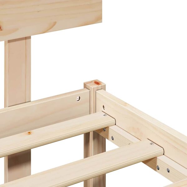 vidaXL Σκελετός Κρεβατιού Καφέ 135 x 190 cm Μασίφ ξύλο πεύκου