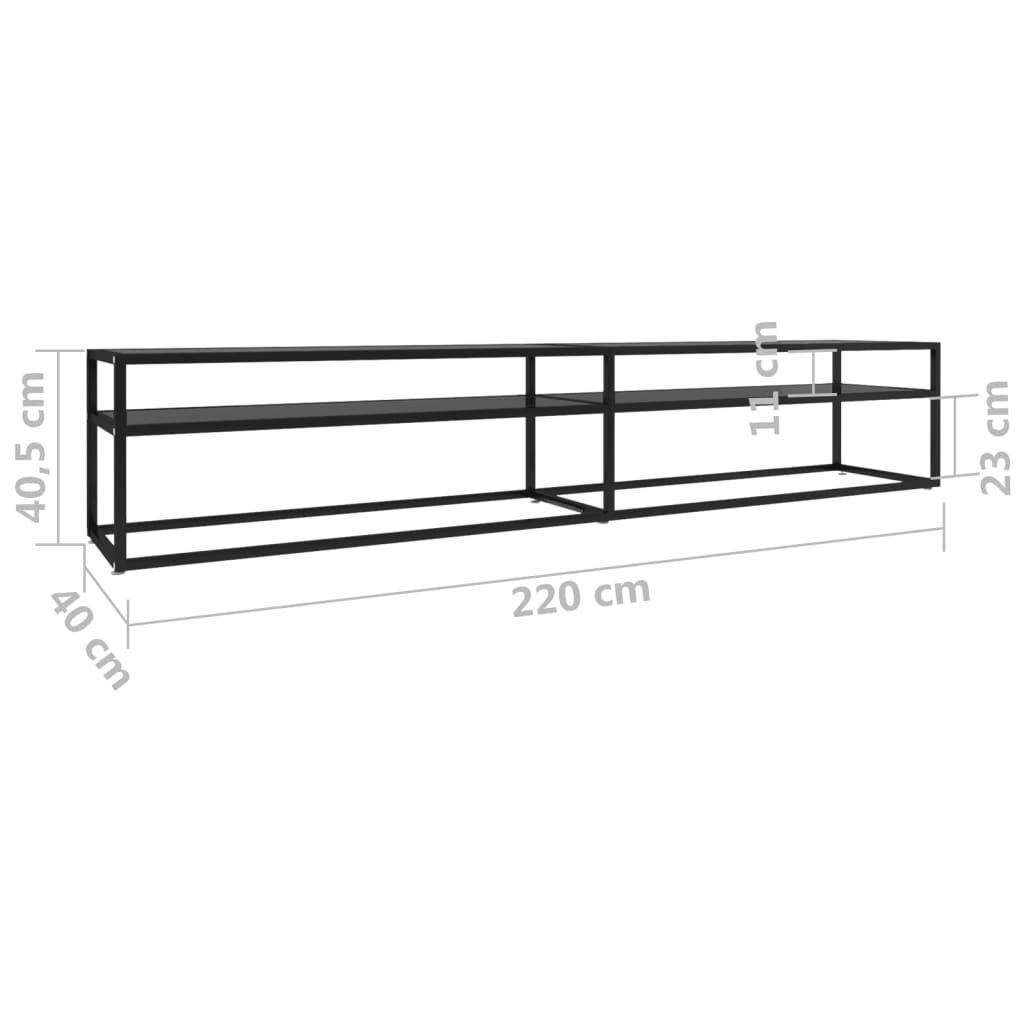 vidaXL Έπιπλο Τηλεόρασης Μαύρο 220 x 40 x 40,5 εκ. από Ψημένο Γυαλί