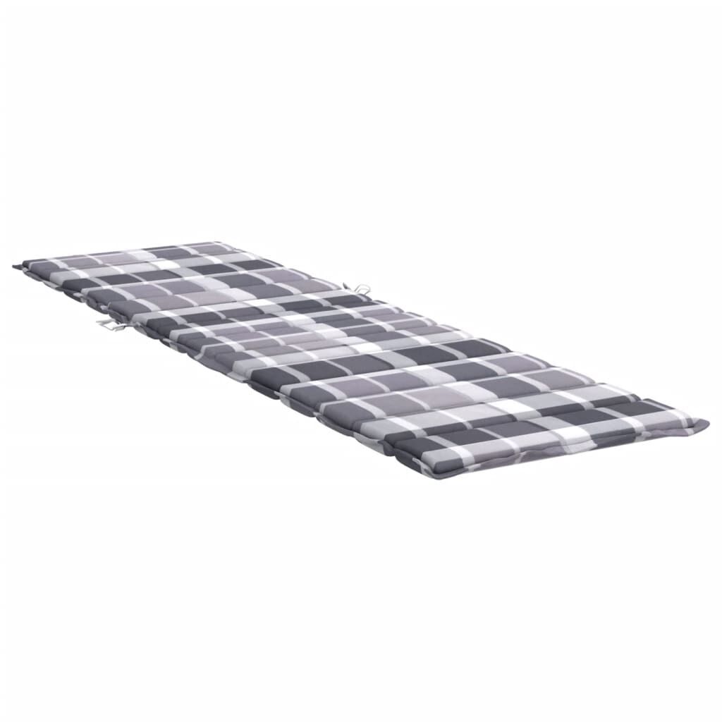 vidaXL Μαξιλάρι Ξαπλώστρας Γκρι Καρό 200 x 50 x 3εκ. από Ύφασμα Oxford