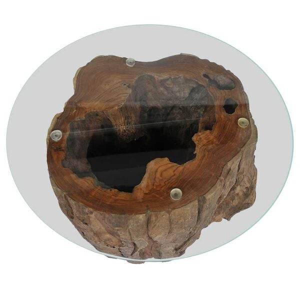 vidaXL Τραπεζάκι Σαλονιού 50 x 40 εκ. από Ξύλο Teak / Γυαλί