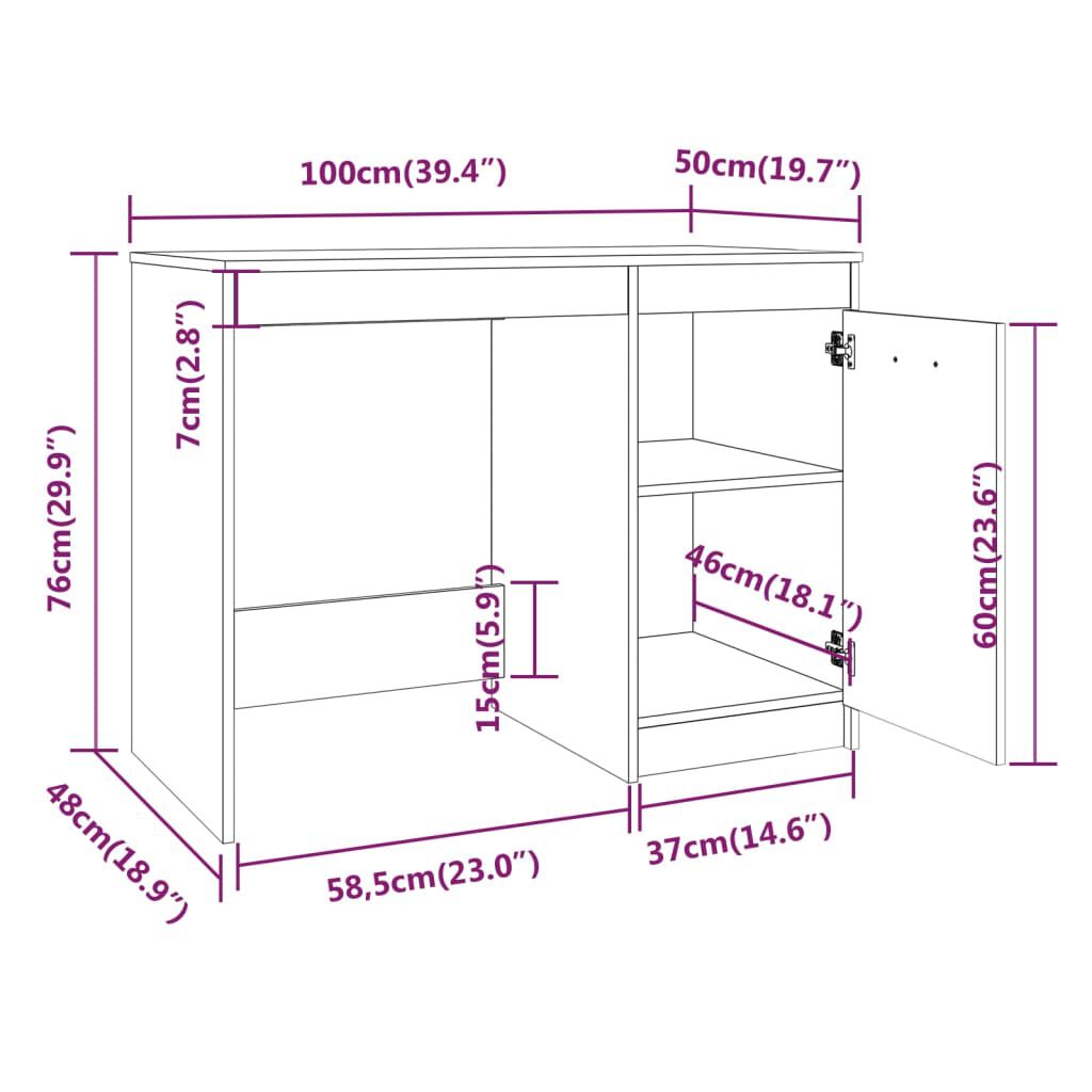 vidaXL Γραφείο Γκρι Sonoma 100x50x76 εκ. από Επεξεργασμένο Ξύλο
