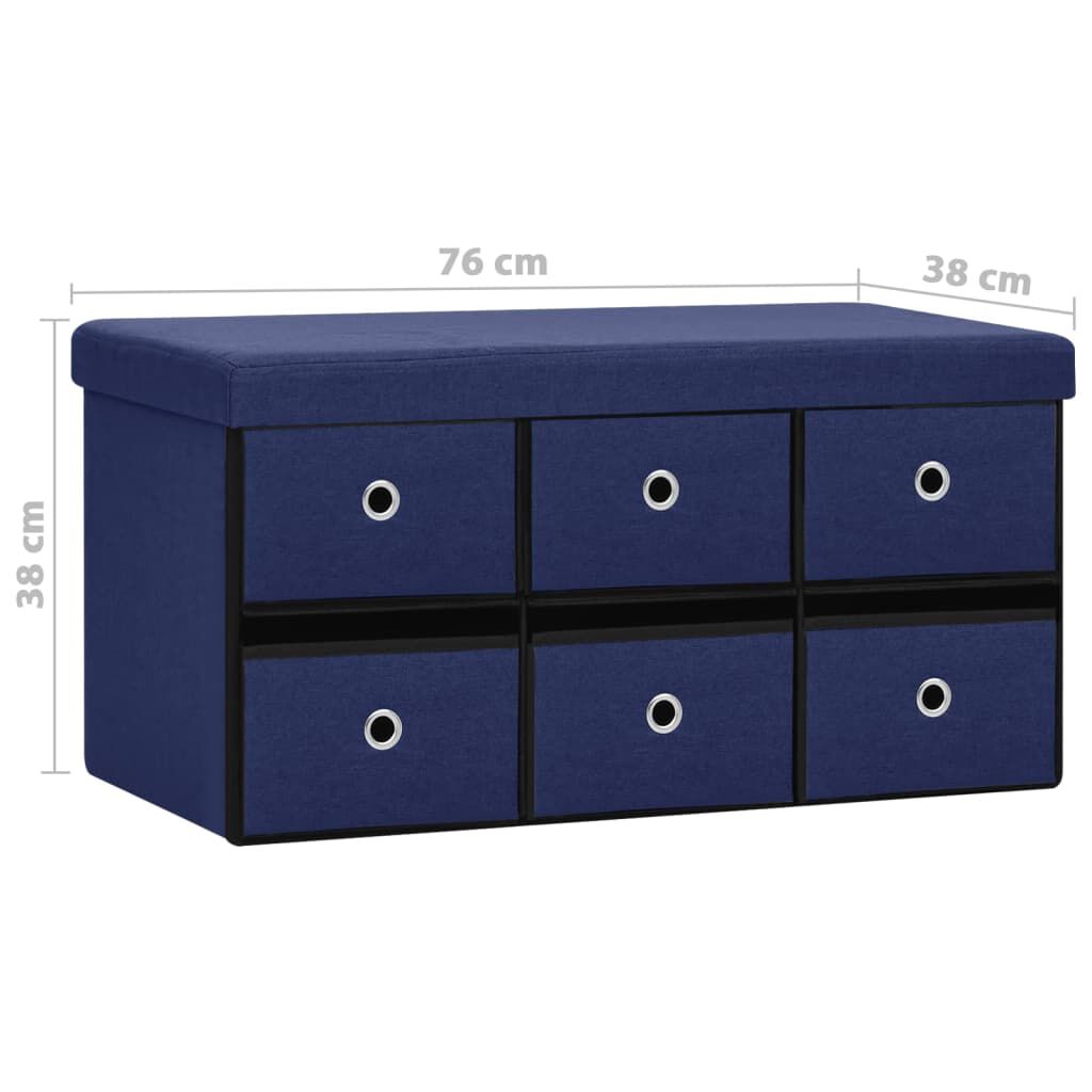 vidaXL Πάγκος Αποθήκευσης Πτυσσόμενος Μπλε 76x38x38 εκ. Συνθετικό Λινό
