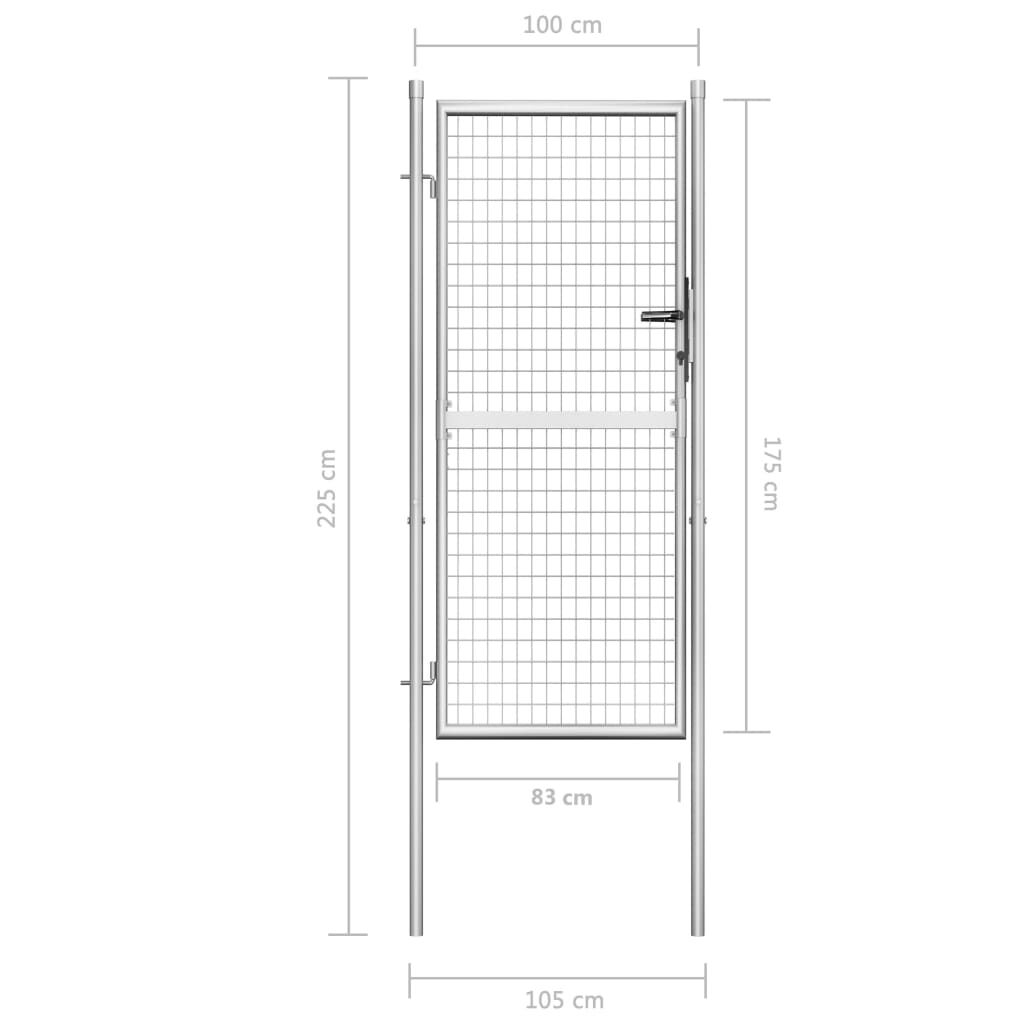 vidaXL Πόρτα Περίφραξης Ασημί 105 x 225 εκ. από Γαλβανισμένο Χάλυβα