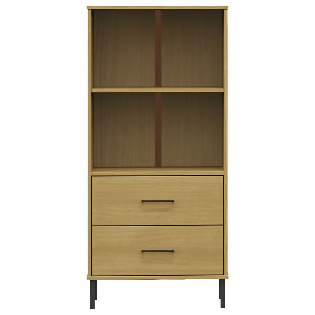 vidaXL Βιβλιοθήκη OSLO με 2 Συρτάρια Καφέ 60x35x128,5 εκ. Μασίφ Ξύλο