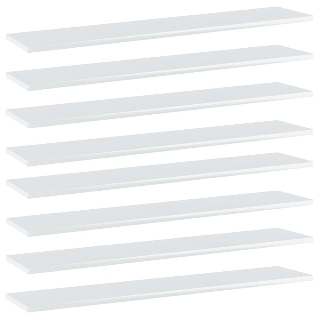 vidaXL Ράφια Βιβλιοθήκης 8 τεμ. Γυαλ. Λευκό 100x20x1,5 εκ. Μοριοσανίδα