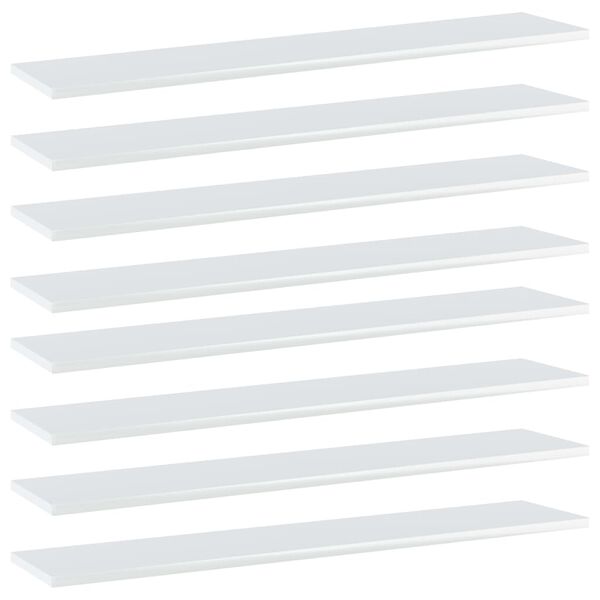 vidaXL Ράφια Βιβλιοθήκης 8 τεμ. Γυαλ. Λευκό 100x20x1,5 εκ. Μοριοσανίδα