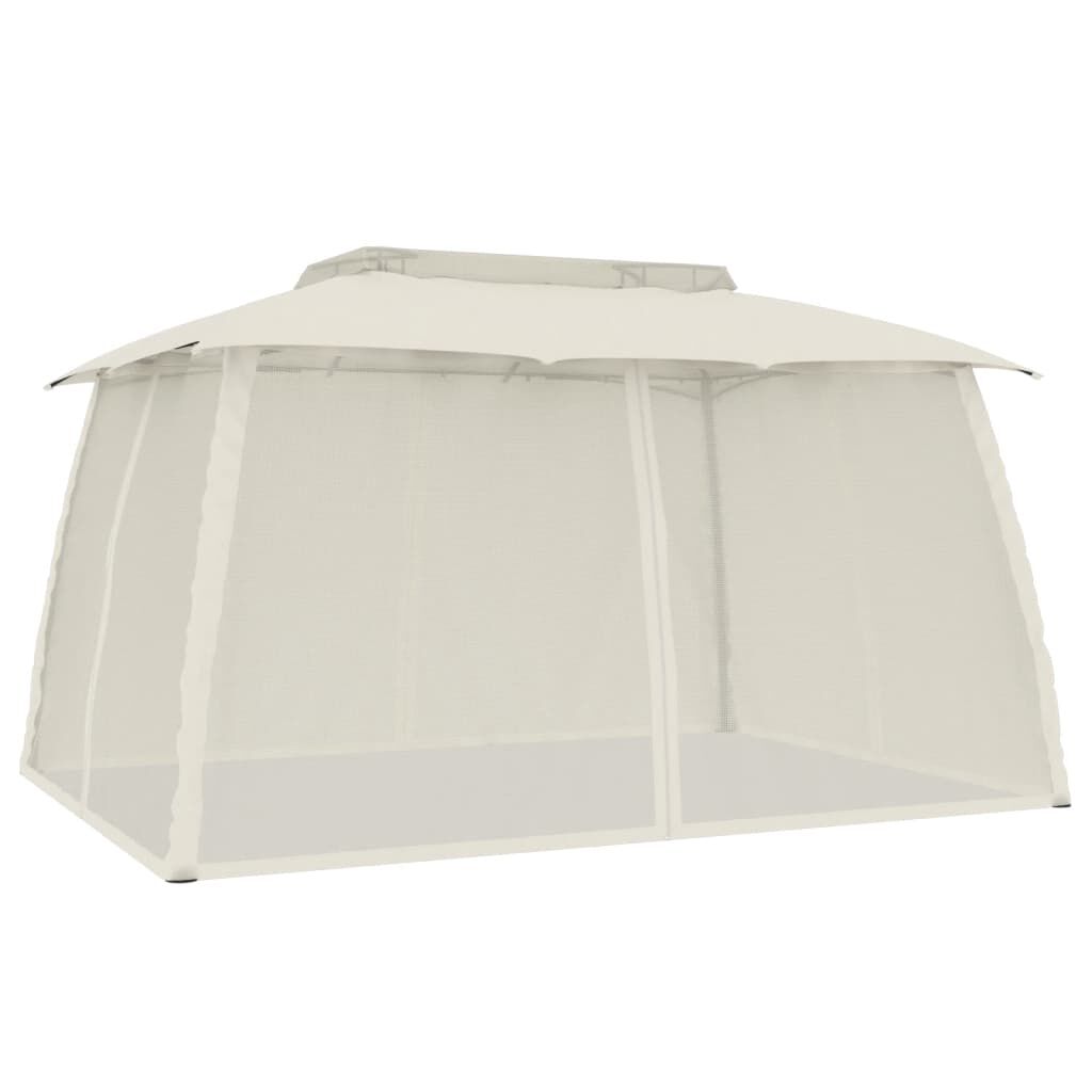 vidaXL Κιόσκι με Διπλούς Τοίχους/Δίχτυ Κρεμ 3,93x2,93 μ. από Ατσάλι
