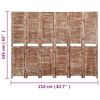 vidaXL Διαχωριστικό Χώρου με 6 Πάνελ Καφέ 210x165 εκ. Μασίφ Παυλώνια